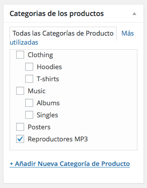 categorías productos woocommerce