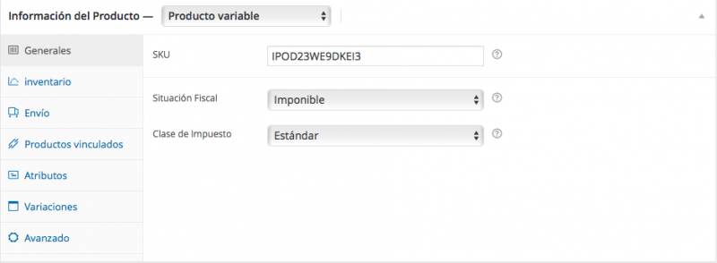 informacion producto variable woocommerce 1